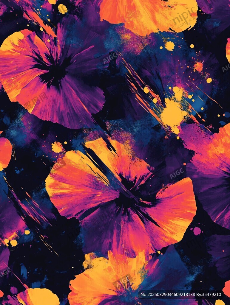 絢麗水彩花卉圖案背景