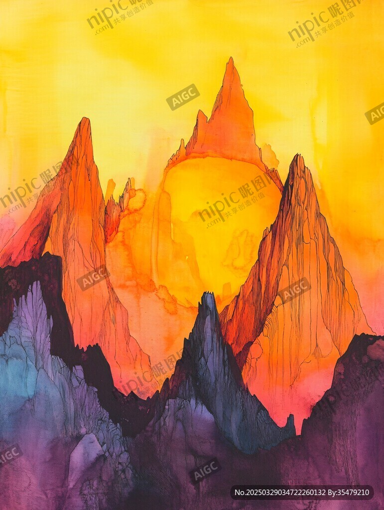 夢(mèng)幻絢麗的彩色山峰景觀