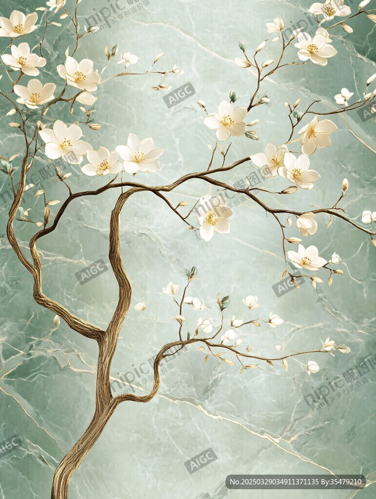 玉蘭花枝圖 清新淡雅風(fēng)