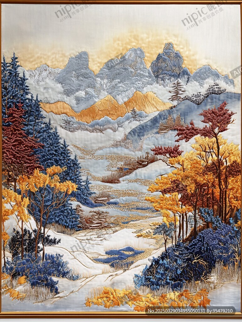 秋日山林雪景壯美畫卷