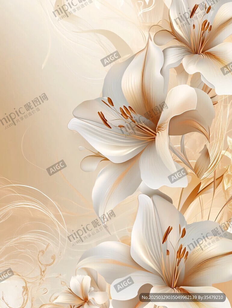 優(yōu)雅綻放的白色百合花