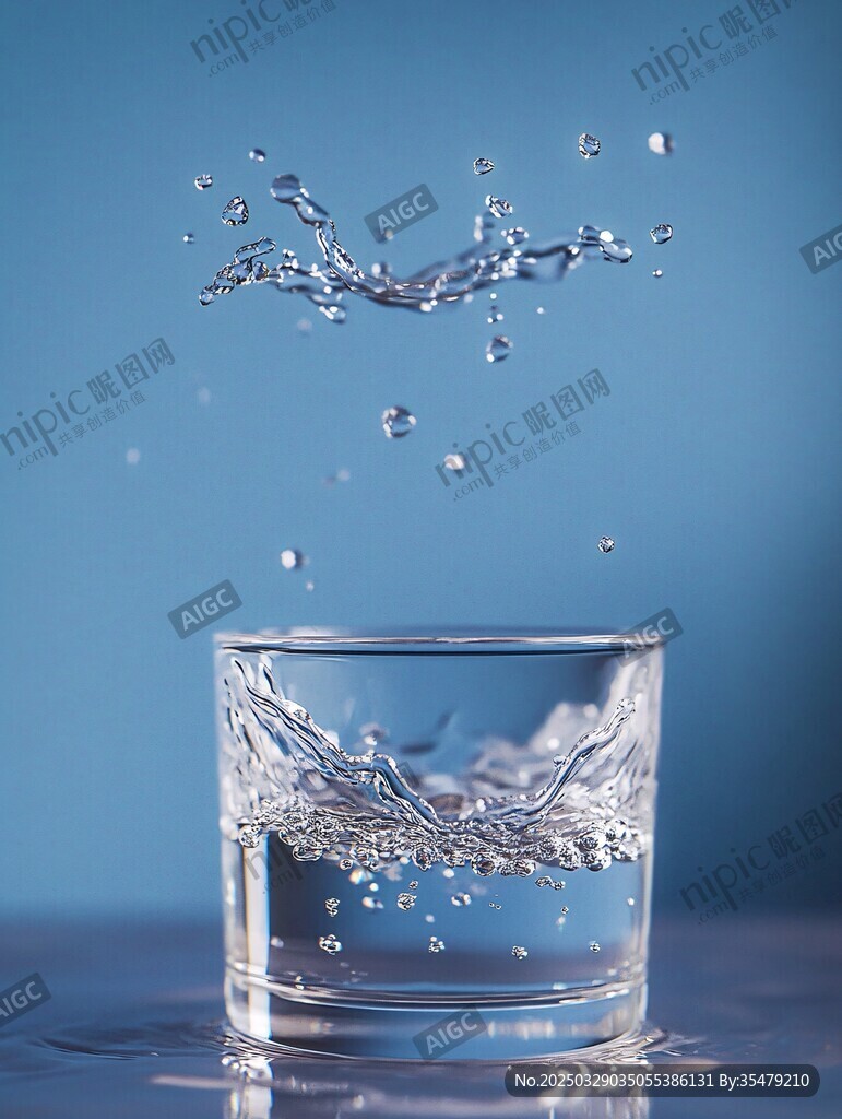 水杯中濺起的晶瑩水花