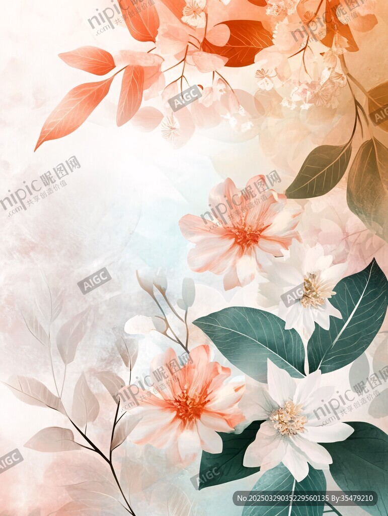 夢(mèng)幻花卉插畫 色彩柔和絢麗