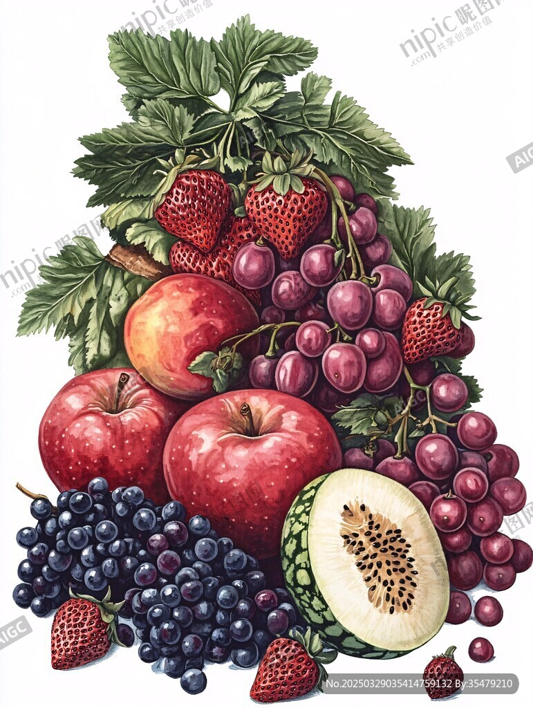 繽紛水果組合插畫