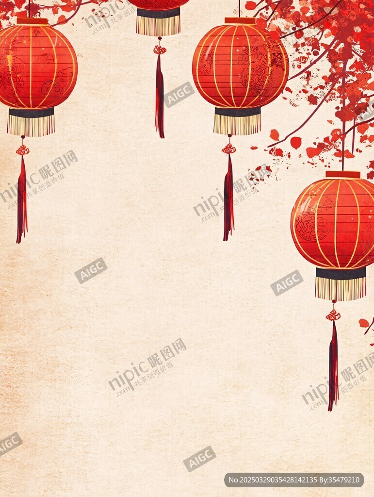 中式紅燈籠喜慶背景圖