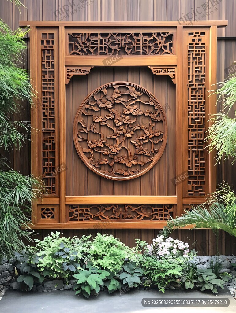 中式木雕景墻 盡顯古韻