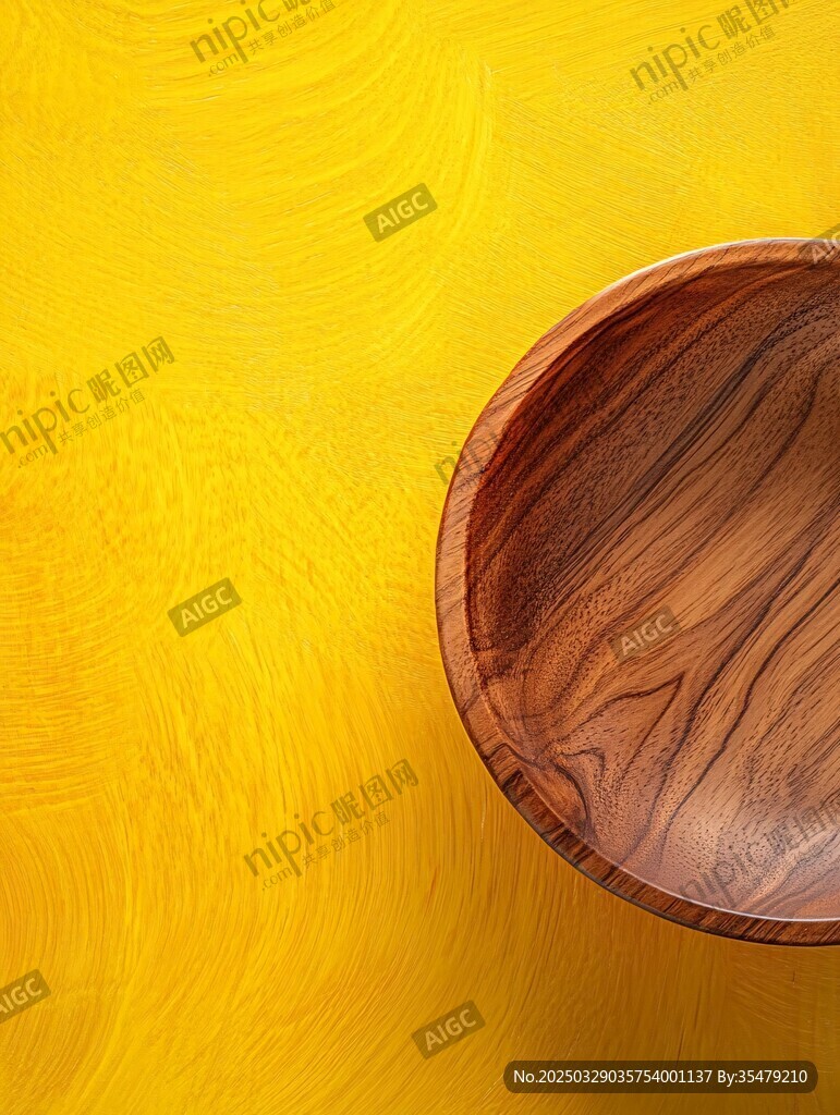 黃底上的木質(zhì)圓碗