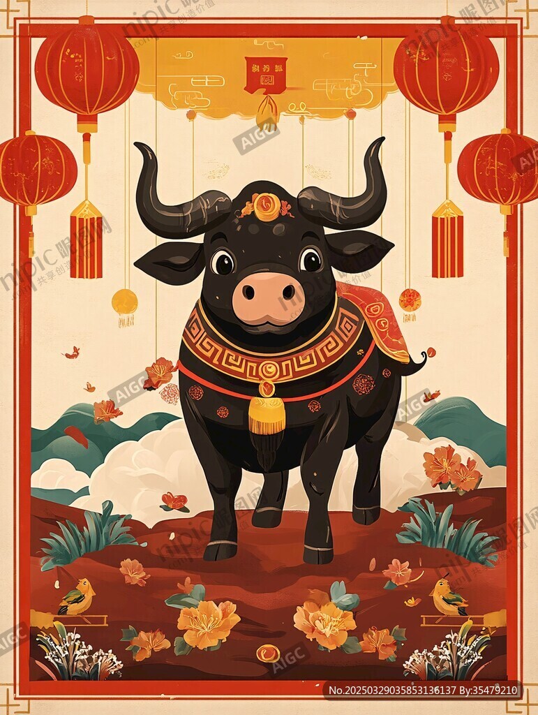 牛年賀歲圖 喜慶迎新春