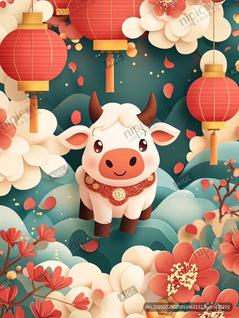 牛年新春喜慶插畫