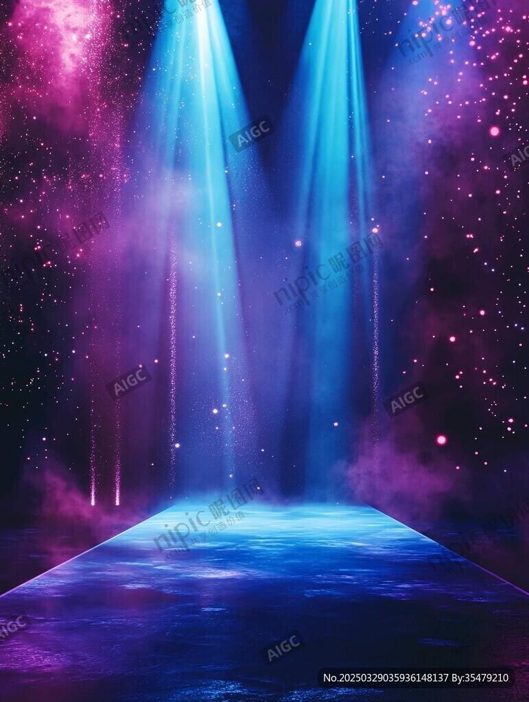 夢幻舞臺燈光星空背景