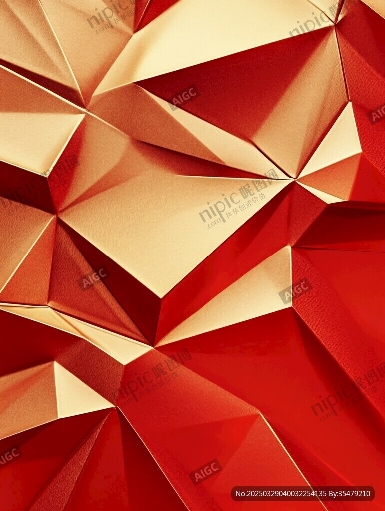 紅色金色立體幾何紋理背景