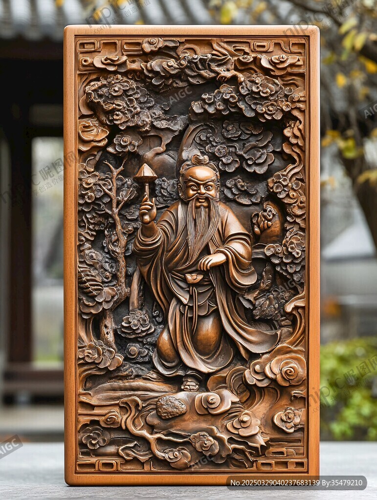 木雕壽星圖 工藝精美絕倫