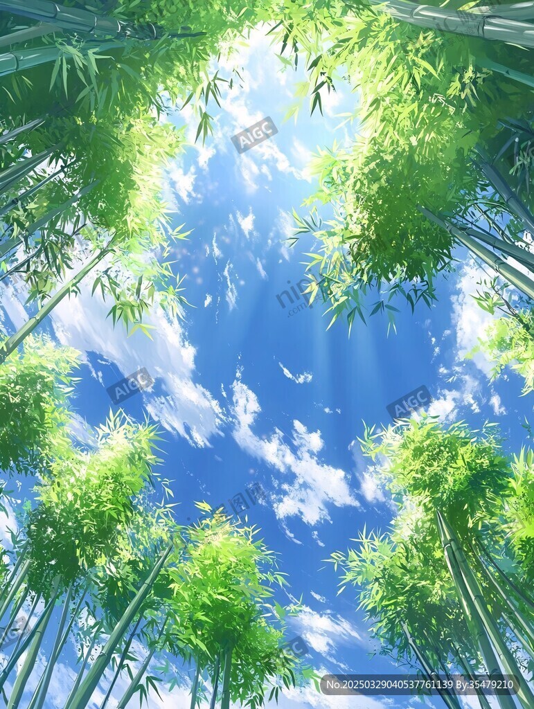 竹林藍(lán)天夢幻景象