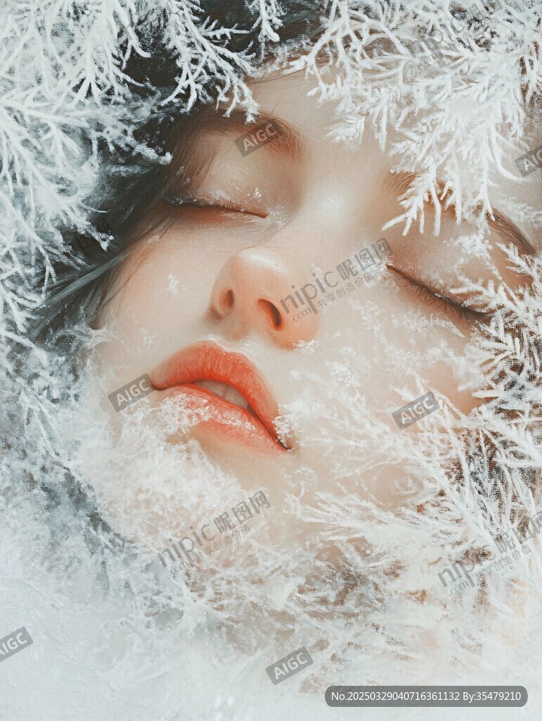 雪覆面龐的靜謐夢幻瞬間