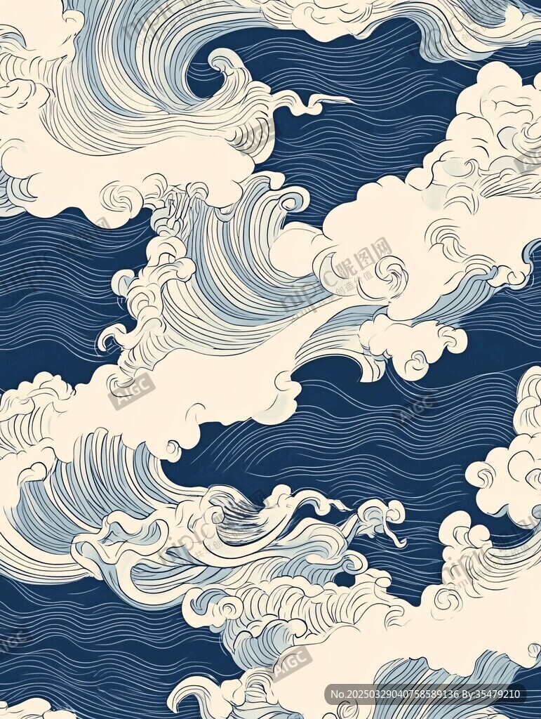 中式海浪紋樣圖案設(shè)計(jì)