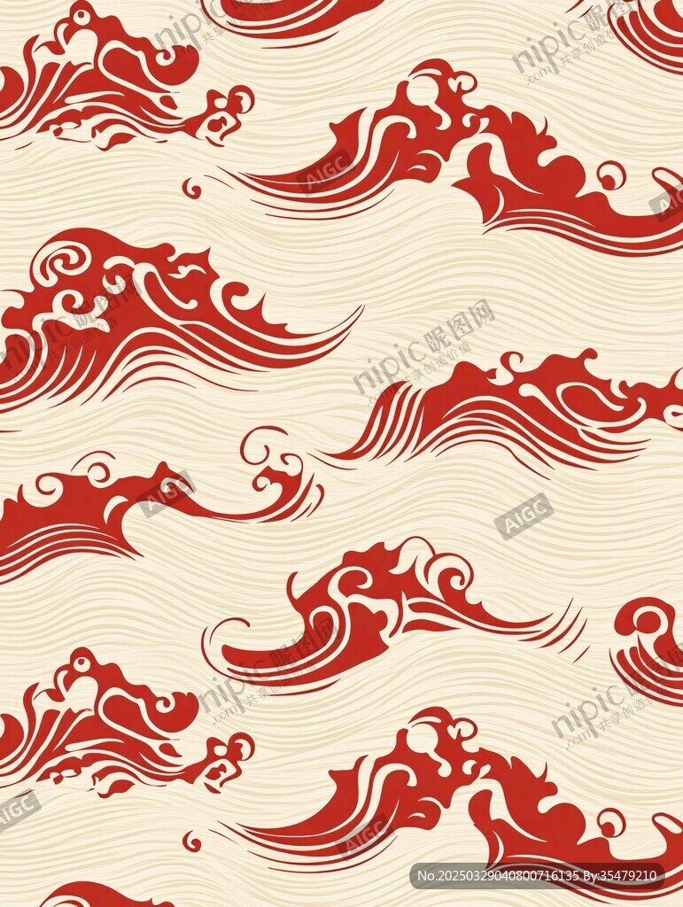 中式傳統(tǒng)海浪紋圖案設(shè)計(jì)