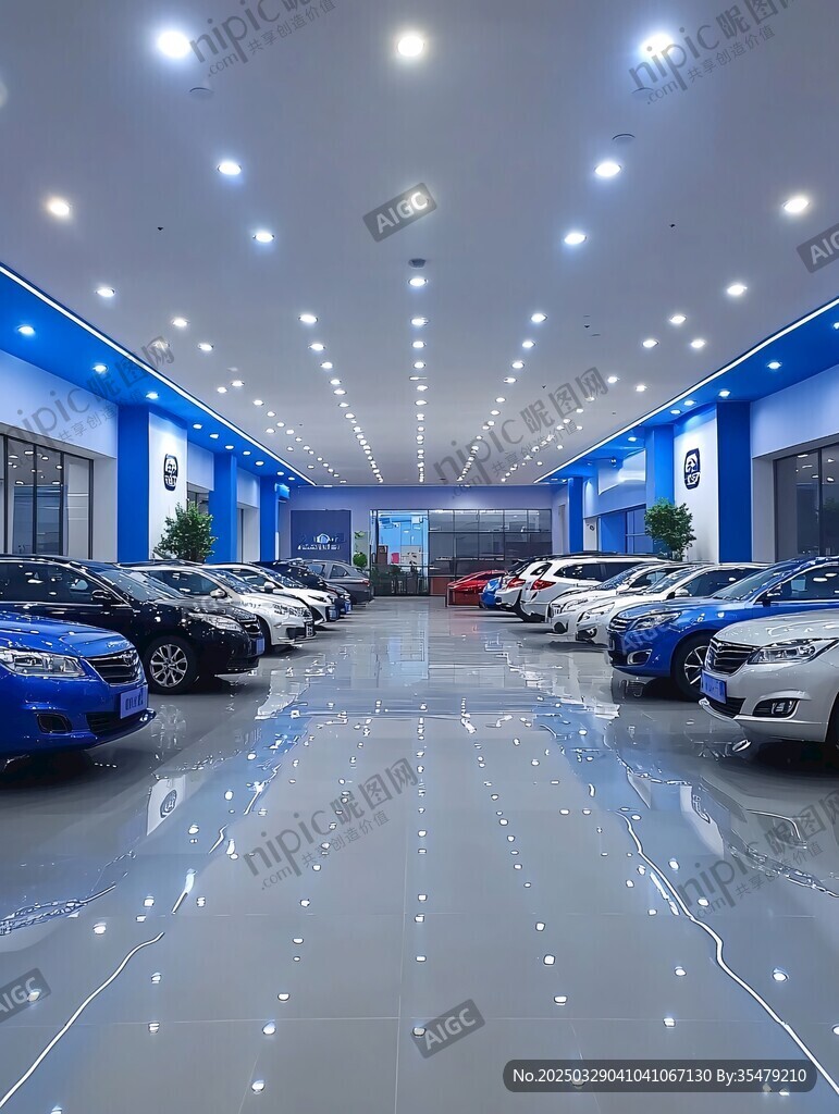 現(xiàn)代明亮的汽車展廳展示
