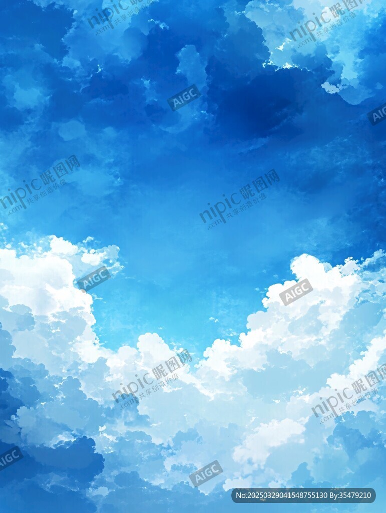 夢幻藍色天空與白云