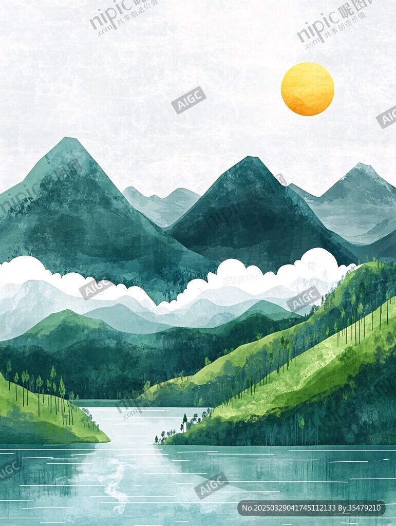 山間湖畔的靜謐風(fēng)光
