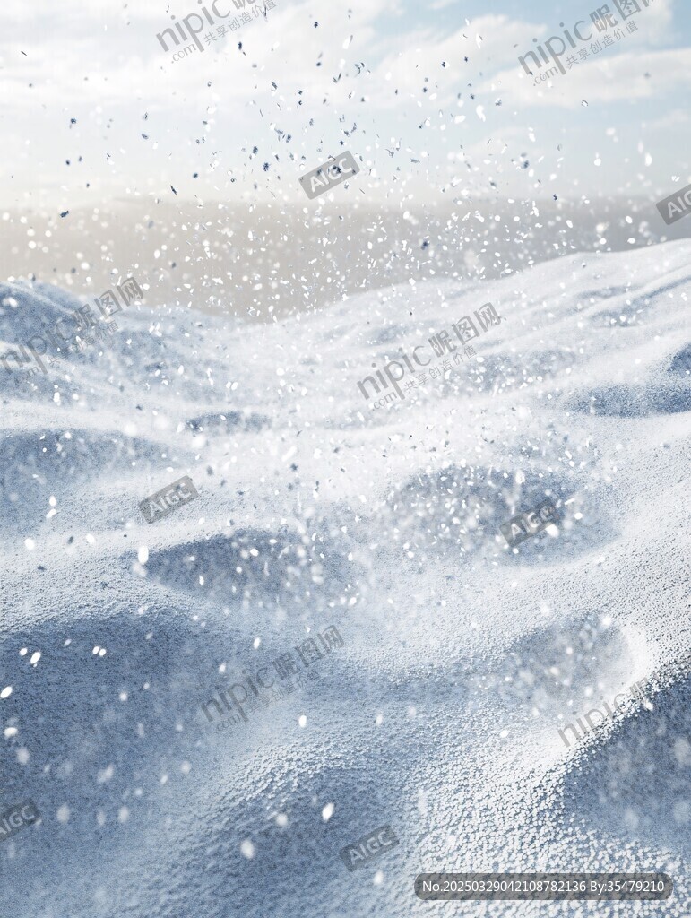 冬日雪景中的紛飛雪花