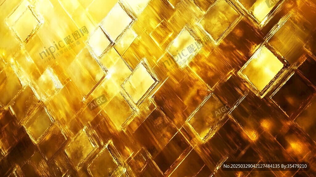 金色方塊璀璨光影背景