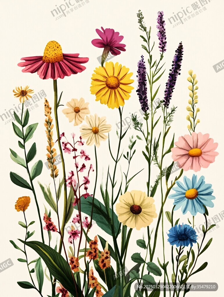 繽紛野花插畫 盡顯自然之美
