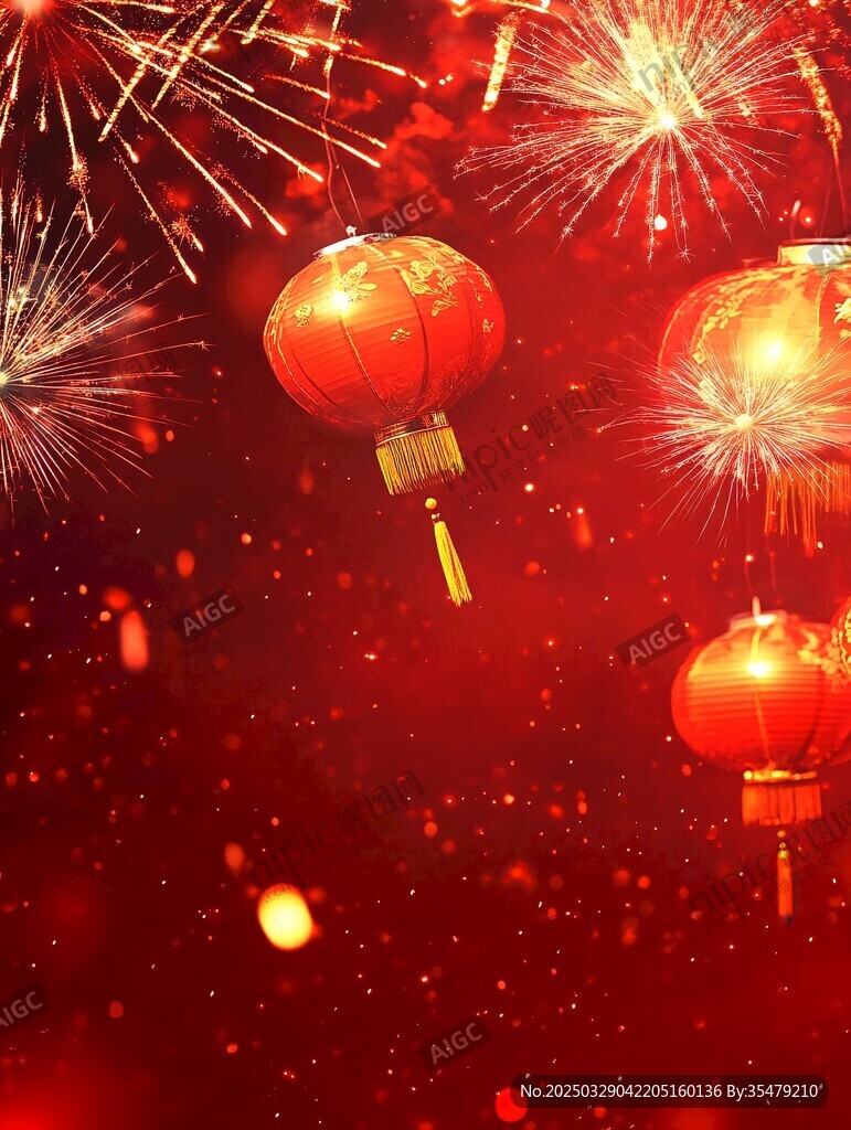喜慶紅燈籠與絢爛煙花