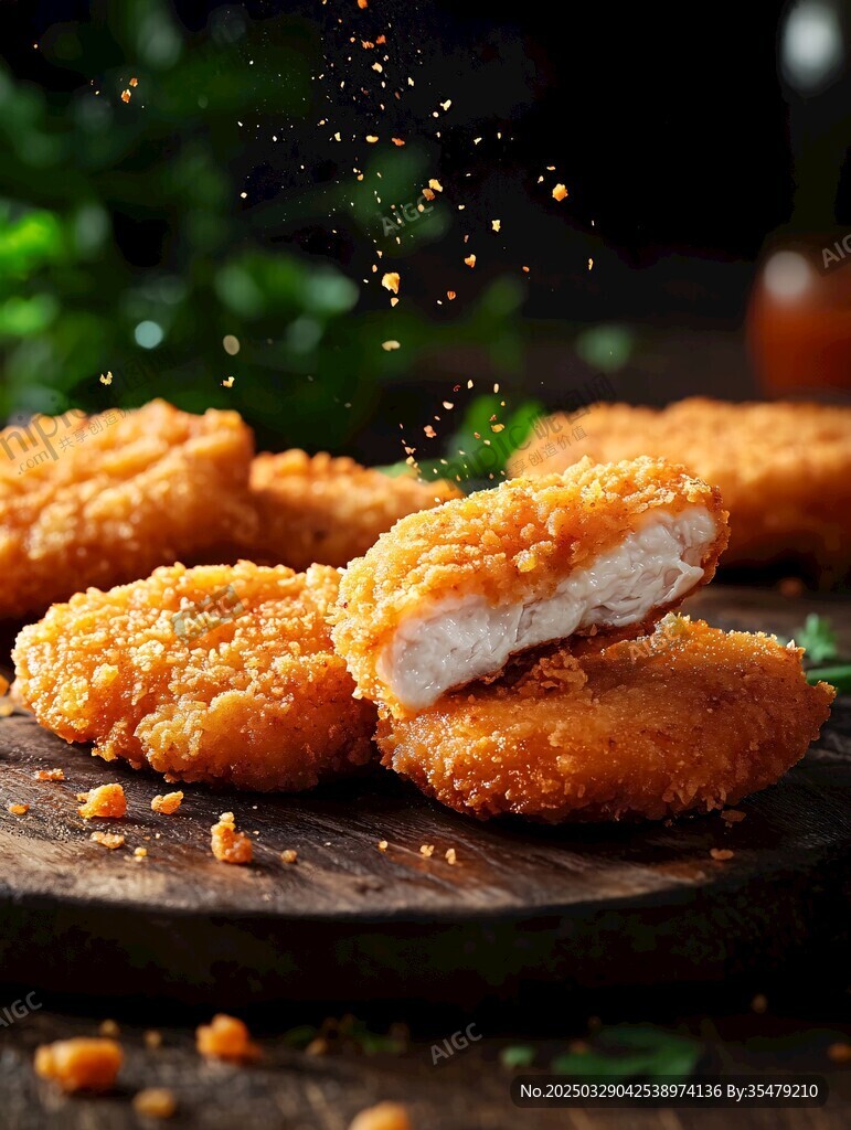 香酥美味的雞肉餅誘人呈現(xiàn)