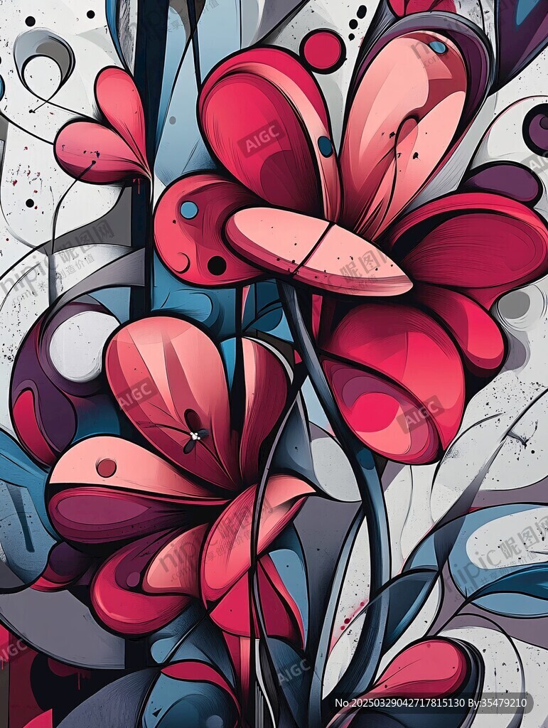 抽象絢麗花卉藝術(shù)插畫