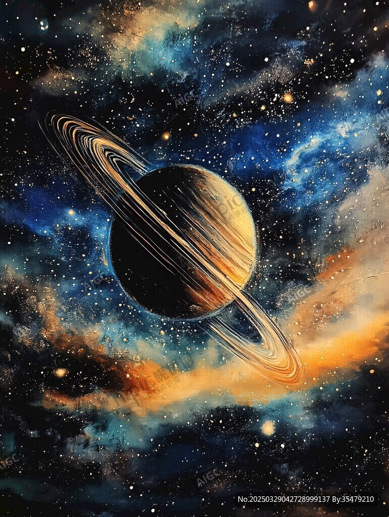 夢幻土星于璀璨星空