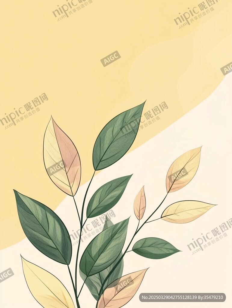 清新葉片插畫