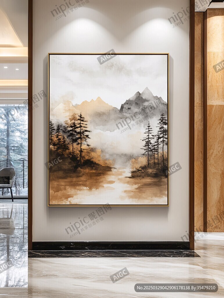 中式山水玄關(guān)裝飾畫(huà)