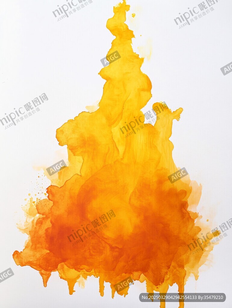 橙黃色潑墨藝術抽象畫面