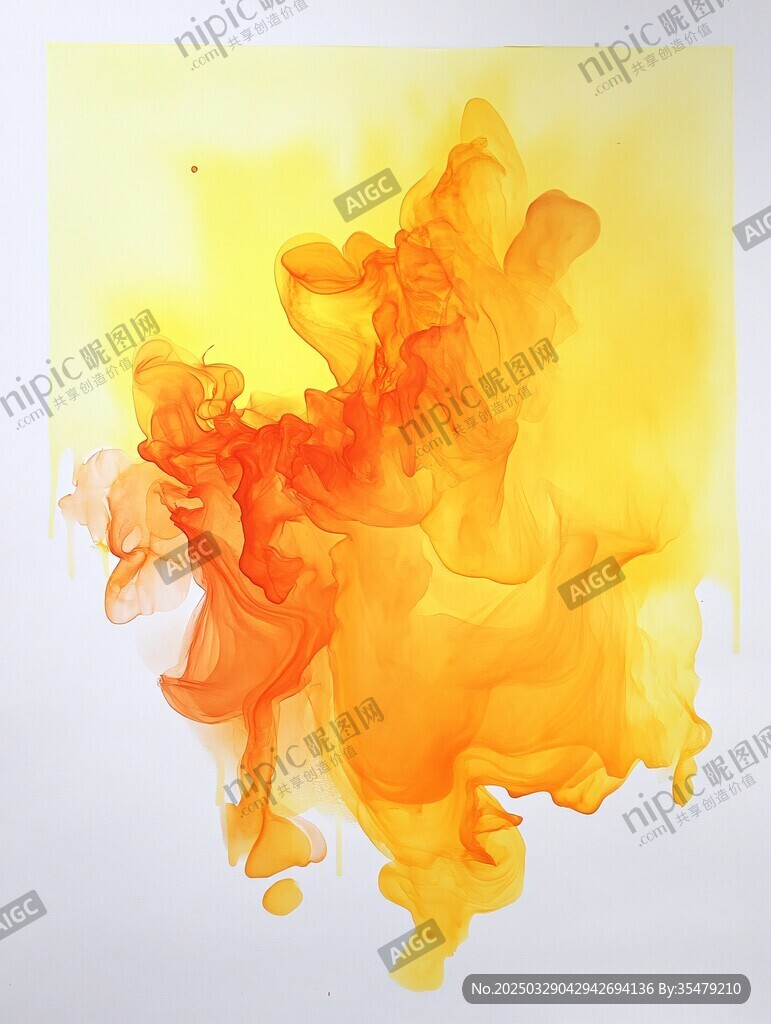 橙色墨韻在水中的靈動之美
