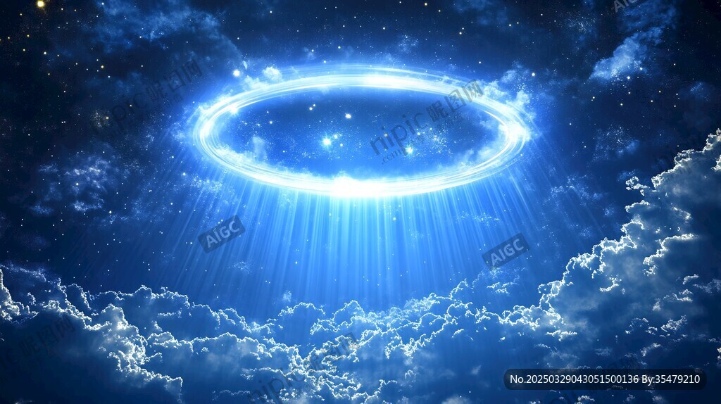 夢(mèng)幻天空中的發(fā)光神秘光環(huán)