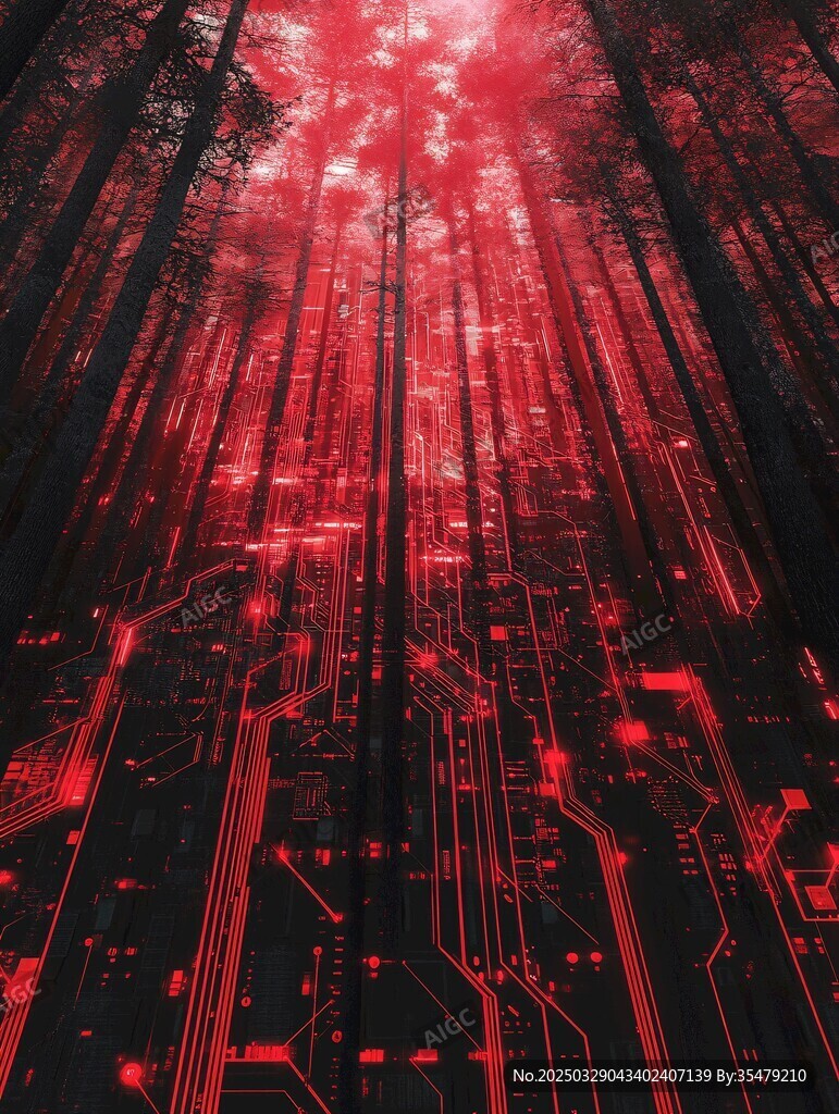 紅色科技森林奇幻景觀