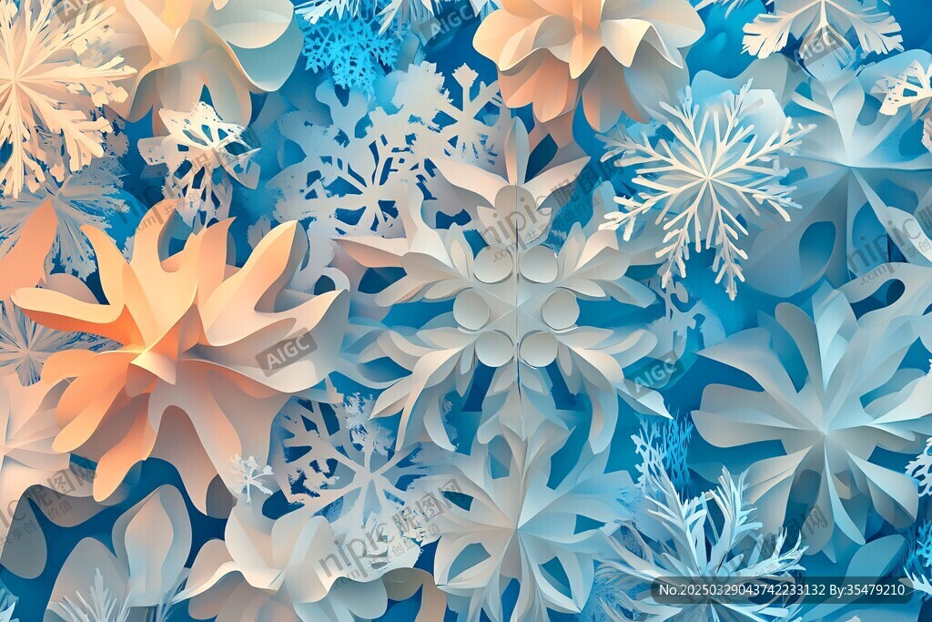 繽紛雪花立體紙藝圖案