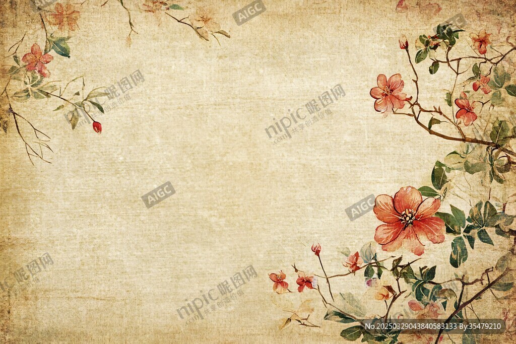 復(fù)古花卉背景圖