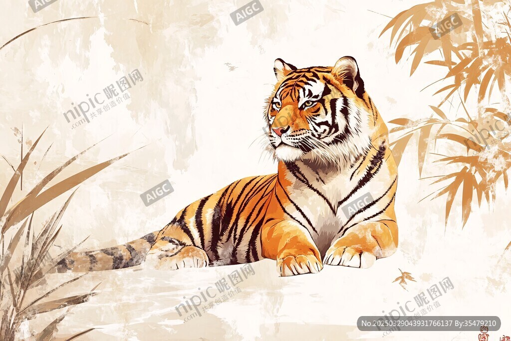 水墨風(fēng)臥虎圖