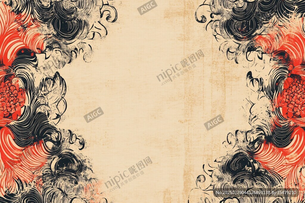 古風(fēng)對稱花卉紋理背景圖