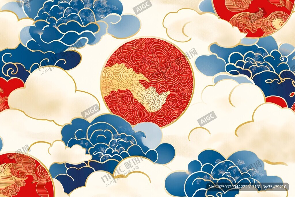 中式云月祥瑞圖案設(shè)計(jì)