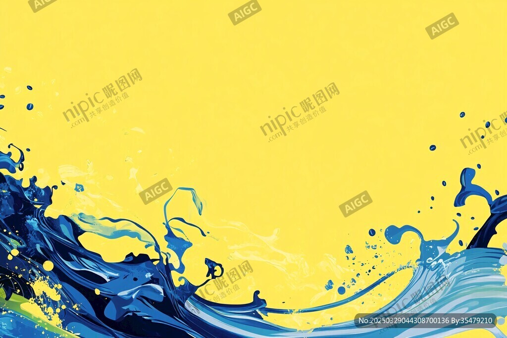 藍(lán)色水花躍于黃色背景