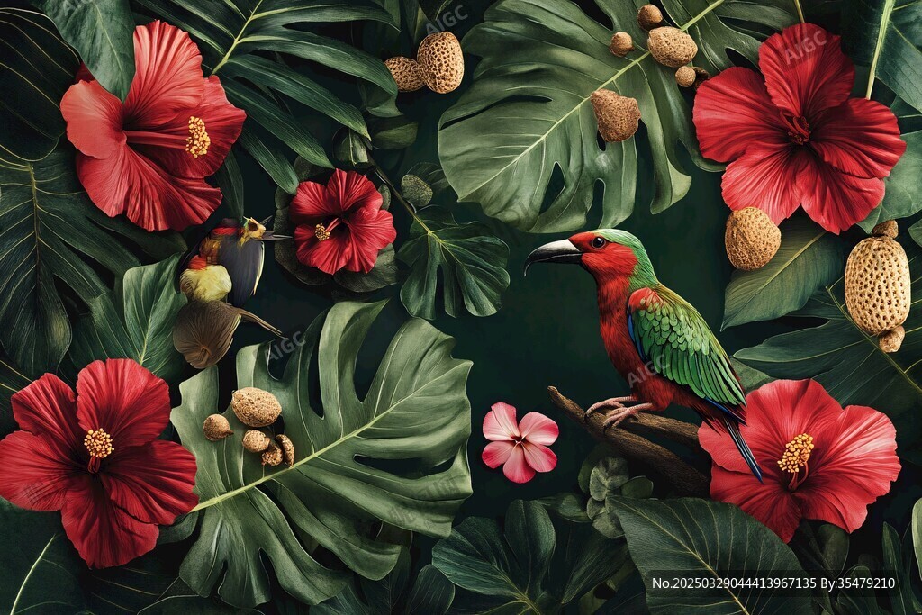 熱帶花鳥 自然中的絢麗景致