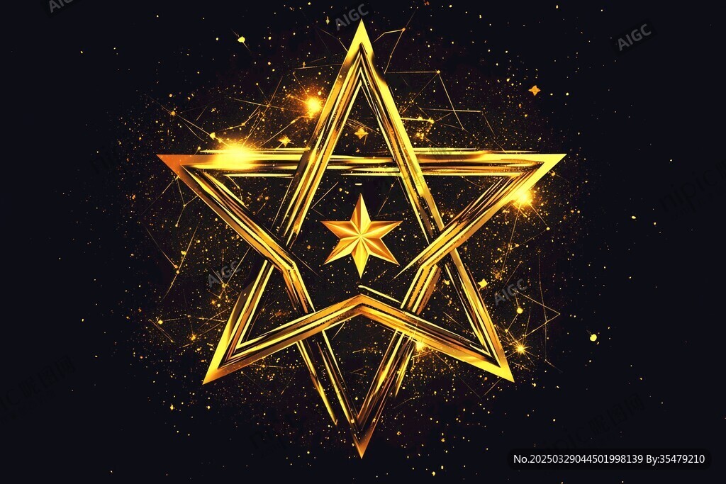 閃耀金色五角星特效圖案