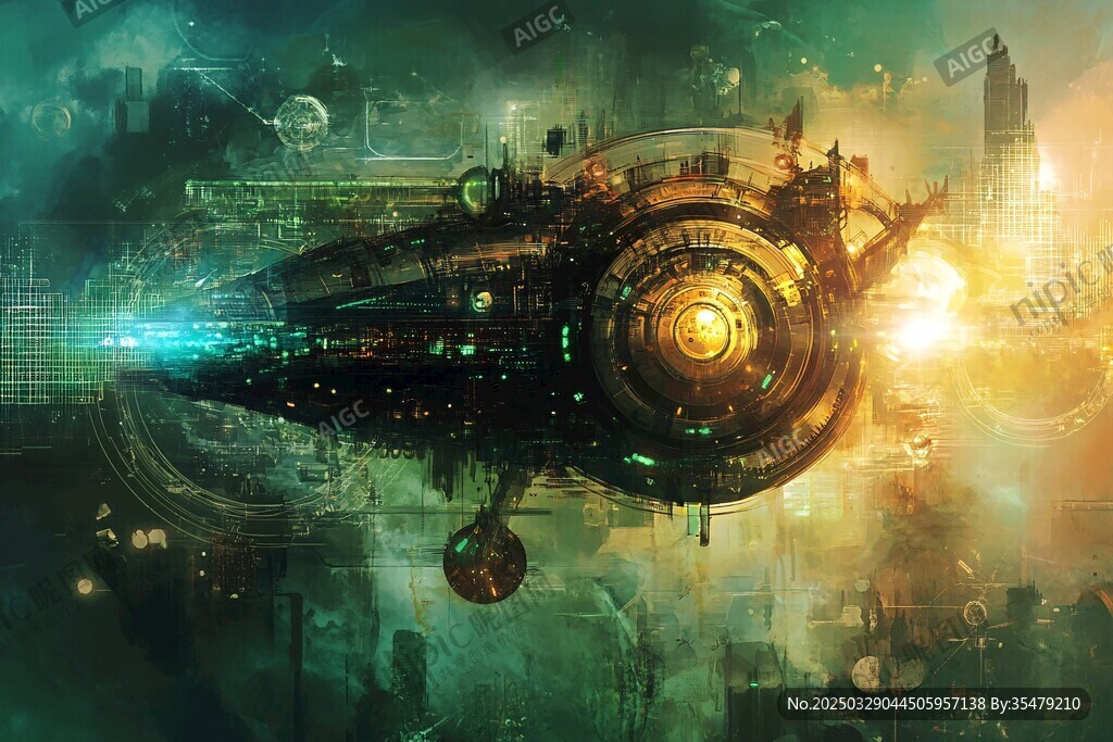 未來科幻風(fēng)的機(jī)械宇宙飛船