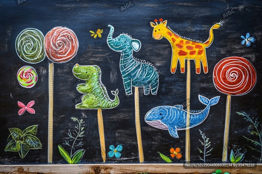 動物主題創意棒棒糖插畫