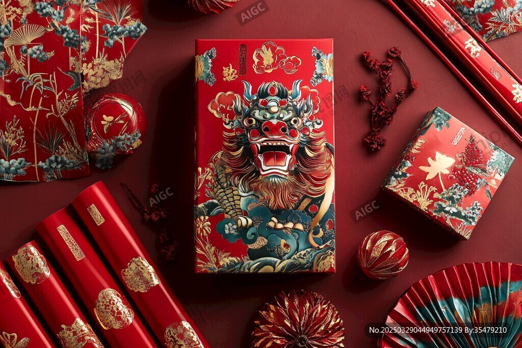 中式喜慶紅包與傳統(tǒng)裝飾