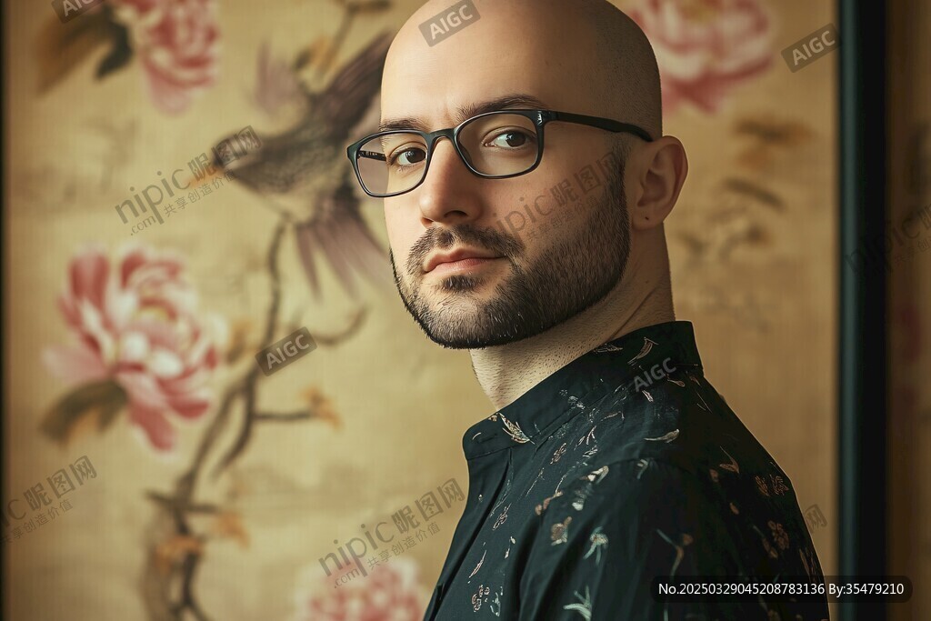 戴眼鏡的男士復(fù)古背景肖像