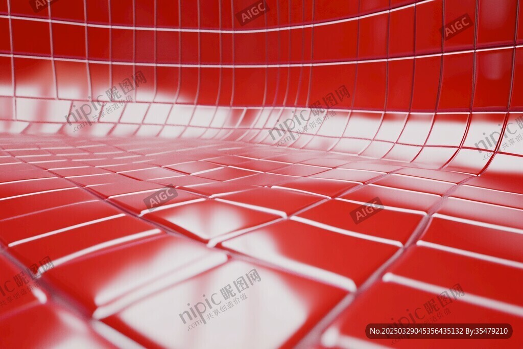 紅色網(wǎng)格紋理3D場景