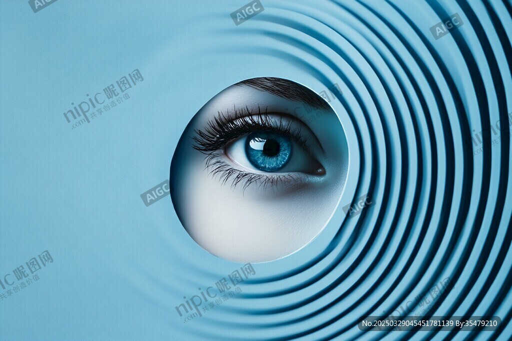 眼眸透過波紋的夢幻景象